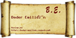 Beder Emilián névjegykártya